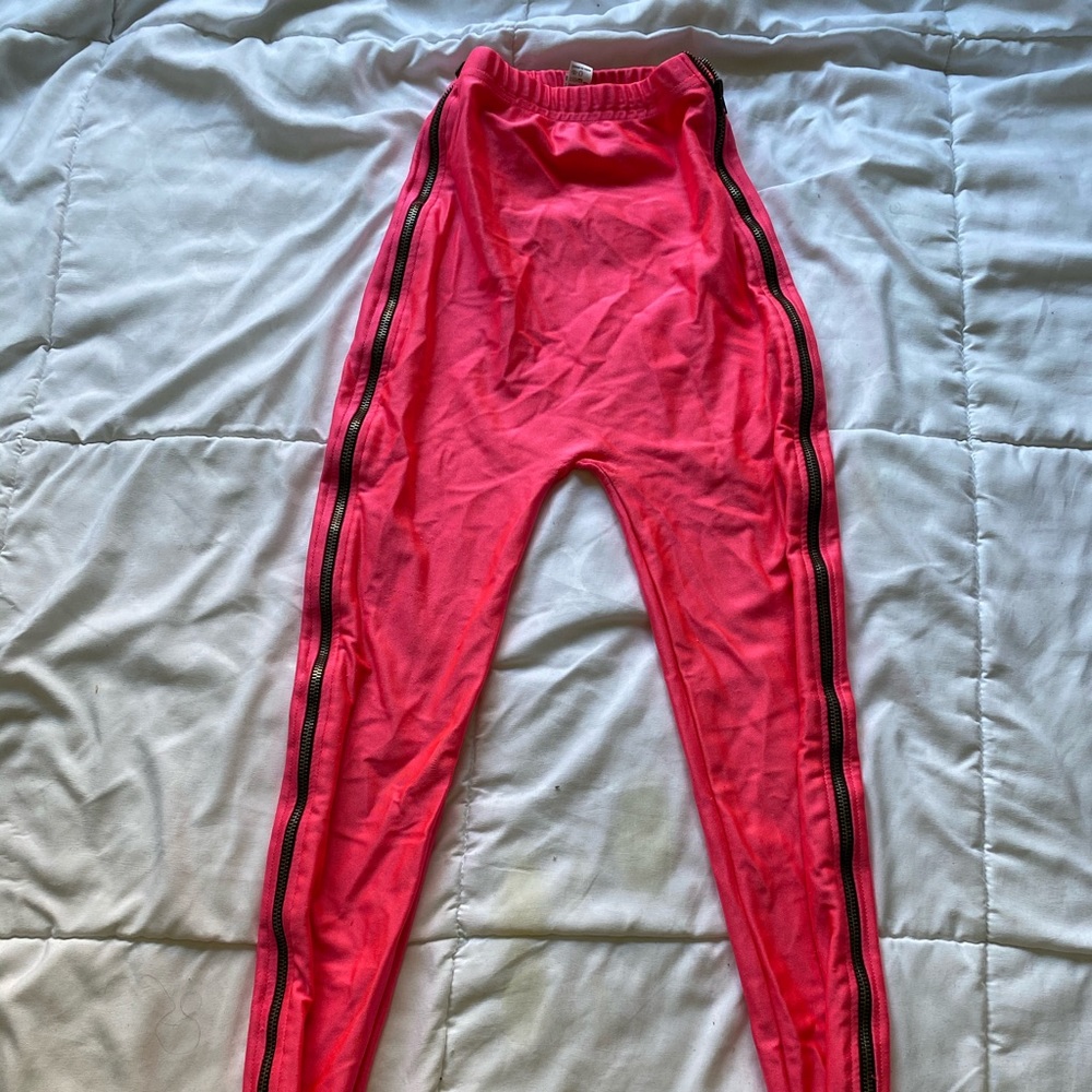 American Apparel Pink zipper leggings